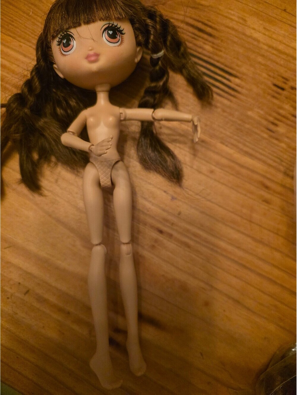 KUU KUU Harojuki Doll with Brown Braided Hair and Large Eyes - Vintage Style